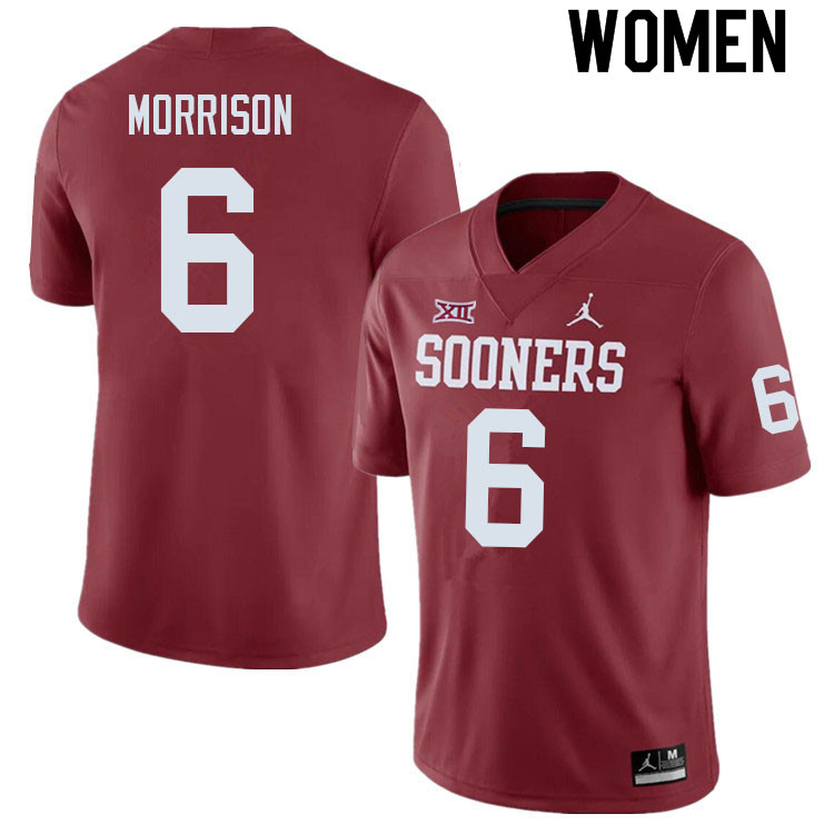 Women #6 Trey Morrison Oklahoma Sooners College Football Jerseys Sale-Crimson